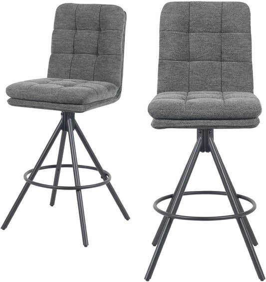 DUBI Möbel TAYO Premium Bar Stool, 360° Rotatable, Double Cushion and Fine Padded Backrest, Steel Frame with 4 Legs, Black Matte with Foot Ring, for Kitchen Island and Counter, Seat Height 71 cm - QUORE