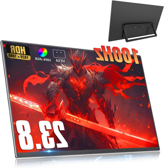 Portable Monitor 23.8 Zoll 100Hz 1080P,100% sRGB FHD HDR USB HDMI Tragbarer with VESA Speakers Portable Laptop Office Tragbarer Monitor,for Computer Switch Phone Game Devices - QUORE