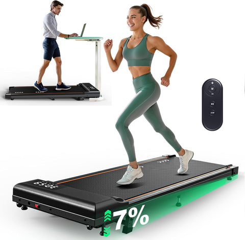 Loopband - Elektrische Loopband - Wandelpad - Wandel-Joggingmachine - met 7% Helling - Bluetooth-Verbinding - 2.25 pk - 1-6 km/u - 7-laagse Loopoppervlak - Zwart