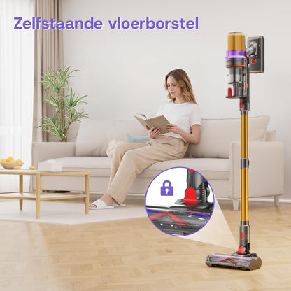 V16 Draadloze Stofzuiger 55Kpa/600W/80Min, Vacuum Cleaner en LED Touchscreen, Anti-klit Borstel, Automatische Modus voor Tapijt, Dierenharen en Harde Vloeren