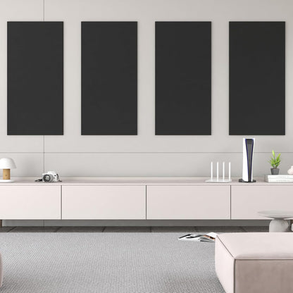 TONOR Grote akoestische panelen, zelfklevend, 112 x 55 cm, geluidsisolatieplaten, akoestische platen voor wandbekleding, akoestische behandeling en wanddecoratie, studio, huis, kantoor, zwart