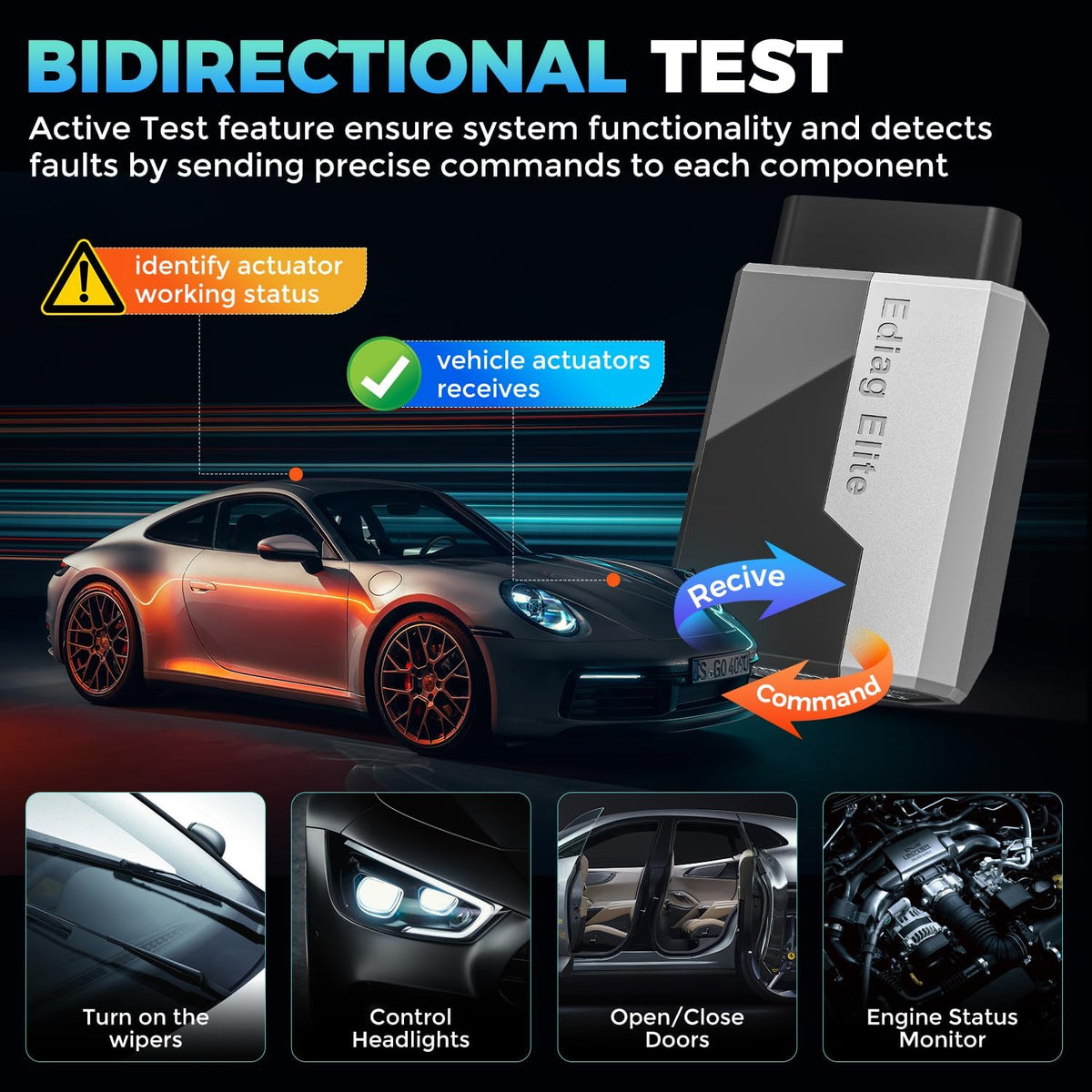 OBD2 Scanner – Diagnose Tool – Auto Scanner – Autodiagnose App – Bluetooth Scanner – Tweerichtingscontrole – 15+ Resetfuncties – Bluetooth 5.2 Verbinding