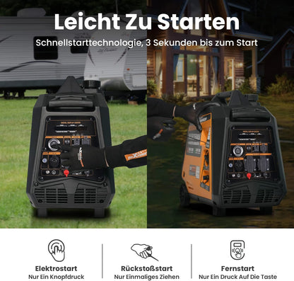 MaXpeedingrods Inverter, stroomgenerator, 3500 W, LPG/benzine, 4-takt, USB en 230 V stopcontact, generator op gas, digitaal, stil en licht, noodstroomaggregaat