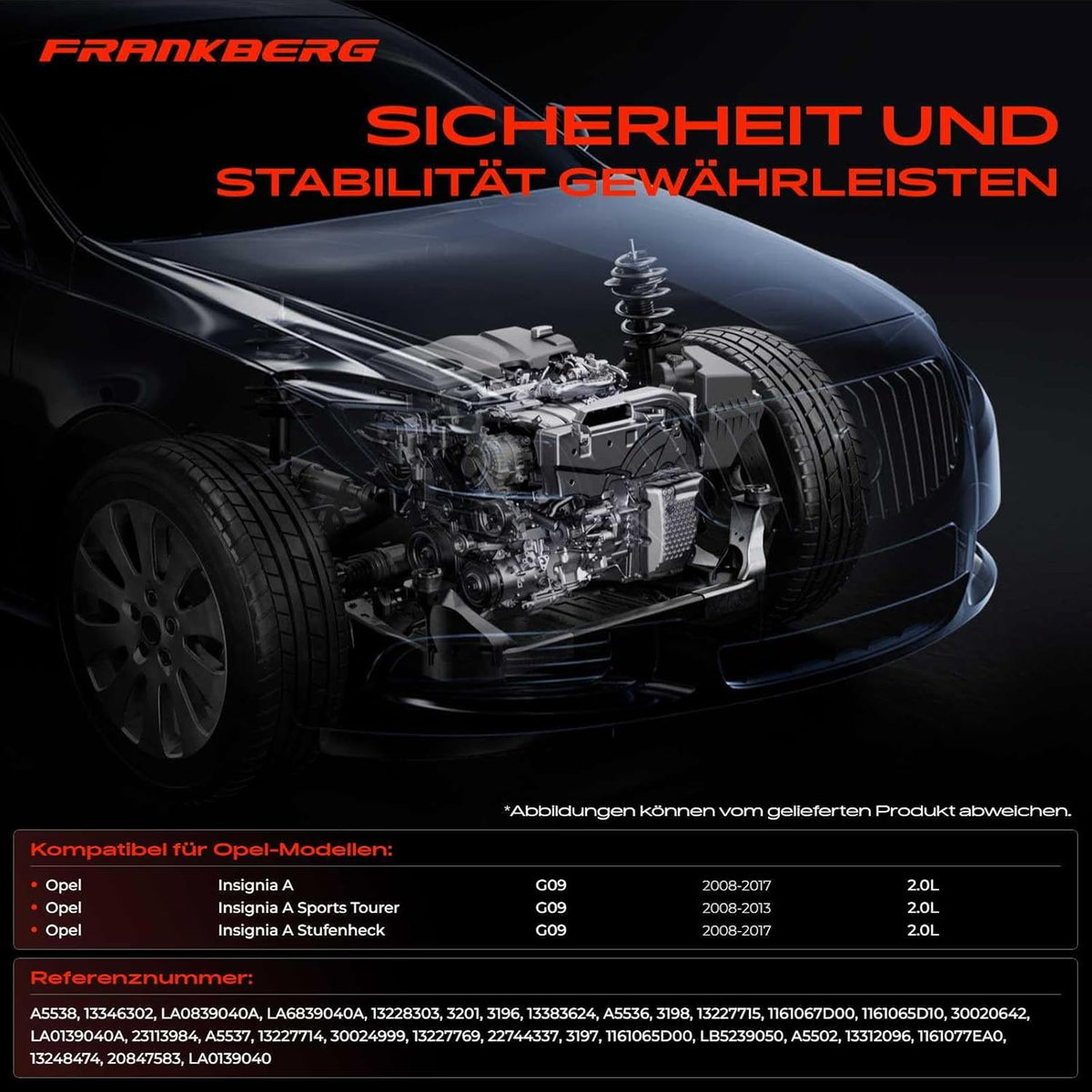 Frankberg 2 x motorlagers + 2 x versnellingsbak compatibel met Insignia A G09 2.0L 2008-2017 Insignia A Sports Tourer G09 2.0L 2008-2017 Vervanging # 13228303