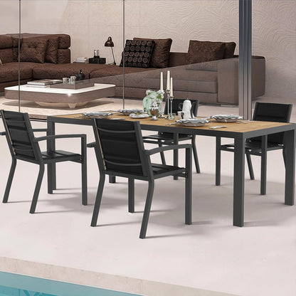 JUMMICO Stapelbare tuinstoel, aluminium frame met comfortabele zitting van textiel, lage zithoogte met armleuningen voor balkon en terras