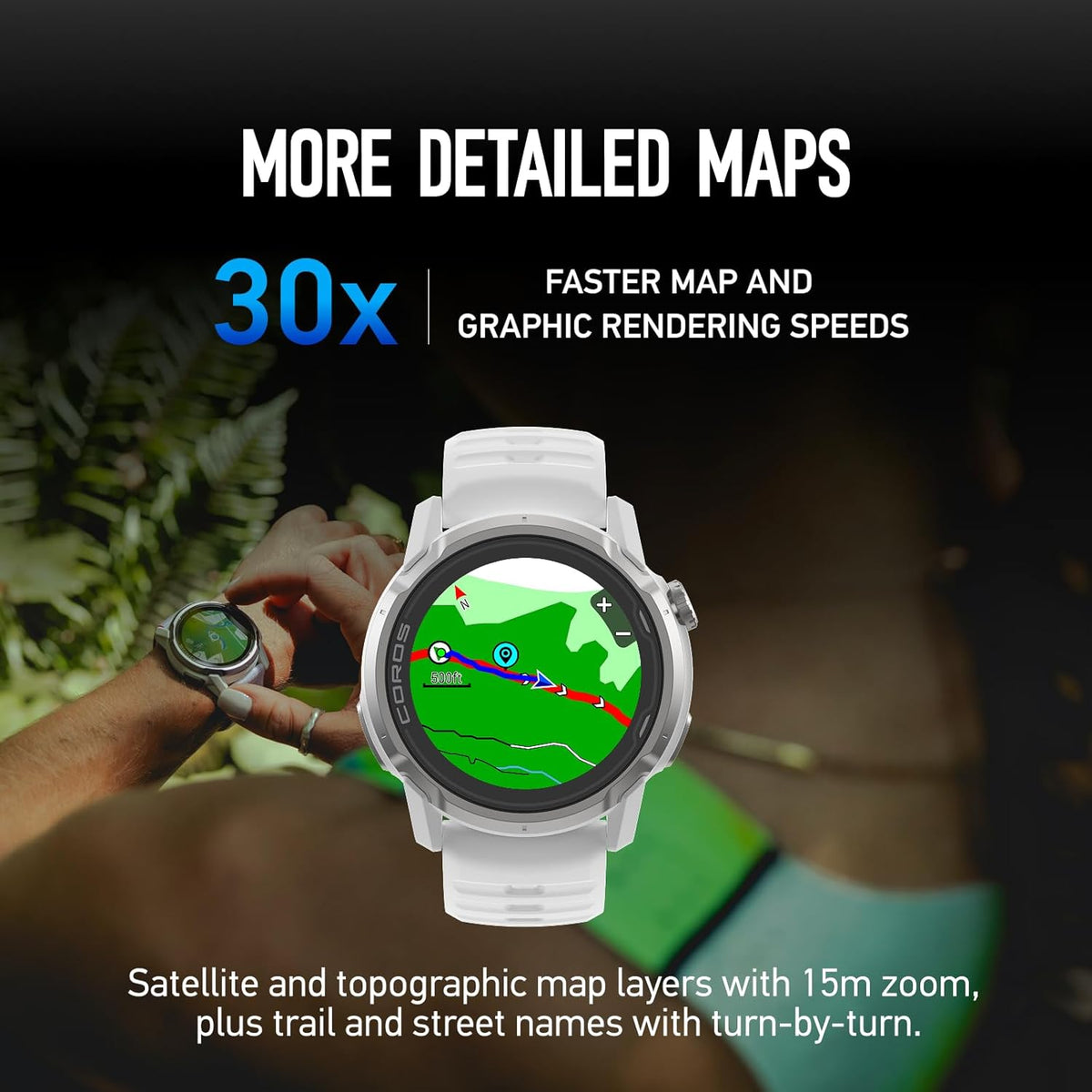 COROS APEX 4 (42 mm) GPS-horloge, 1,2-inch MIP-touchscreen, wereldwijde kaarten met stapsgewijze navigatie, batterijduur van 34 dagen, microfoon voor het opnemen van spraakmemo's, realtime weer - Wit