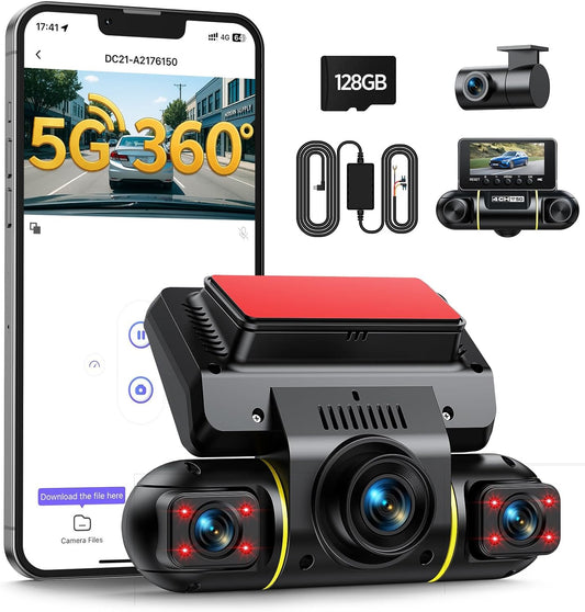 Dashcam – Autocamera – Dash Cam – 4-Kanaals Dashcam – Parkeercamera – 4x 1080p 360°-Zicht – WiFi & App-Bediening