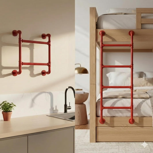 Wandmontage modulaire ladder – 4 sporten noodladder voor raam, put, zolder – Binnen en buiten gebruik – Gecertificeerd – Wandbevestigde 4-traps ladder – Stevig, duurzaam en roestbestendig