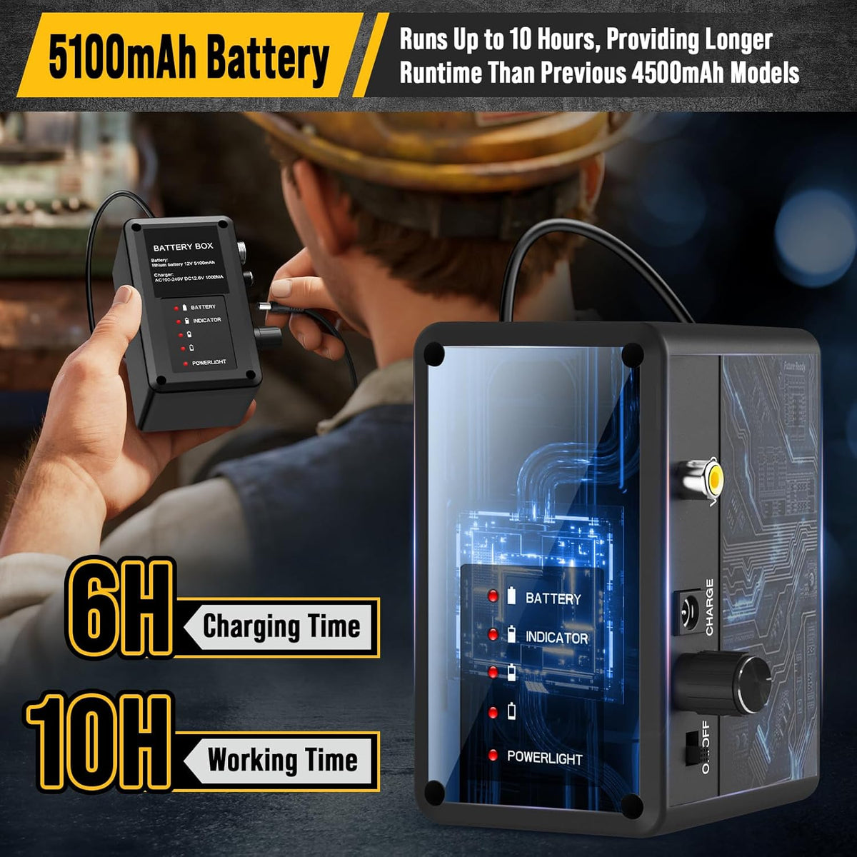 Anysun Inspectiecamera, zelfnivellerende endoscoop, 1080P, kabel met metermarkering, 9 inch IPS-scherm, DVR-recorder, waterdicht IP68, 23 mm, camera met 5100 mAh batterij (50 m)