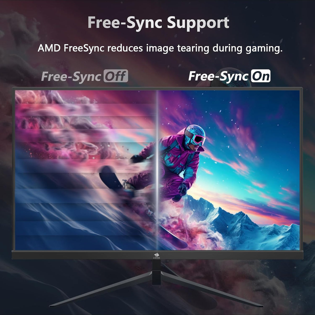 Z-Edge Gaming Monitor 25'' 300Hz (DP1.4×2), IPS Panel, 240Hz (HDMI2.0×2), 1ms, FHD 1080P, FreeSync, LED Gaming Monitor, Adjustable Tilt, Bordure Ultra-Fine, VESA 75 * 75mm(DP Cable Included)