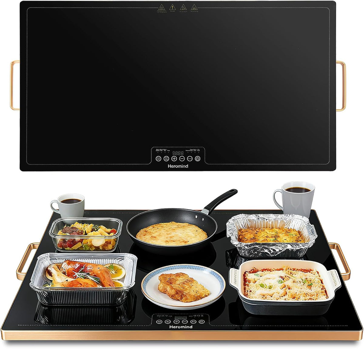 Warmhoudplaat 80x45 cm, 450W Professionele warmhoudplaat, Touchscreen, Roestvrijstalen rand, Met handgreep, Voor restaurant & huishouden