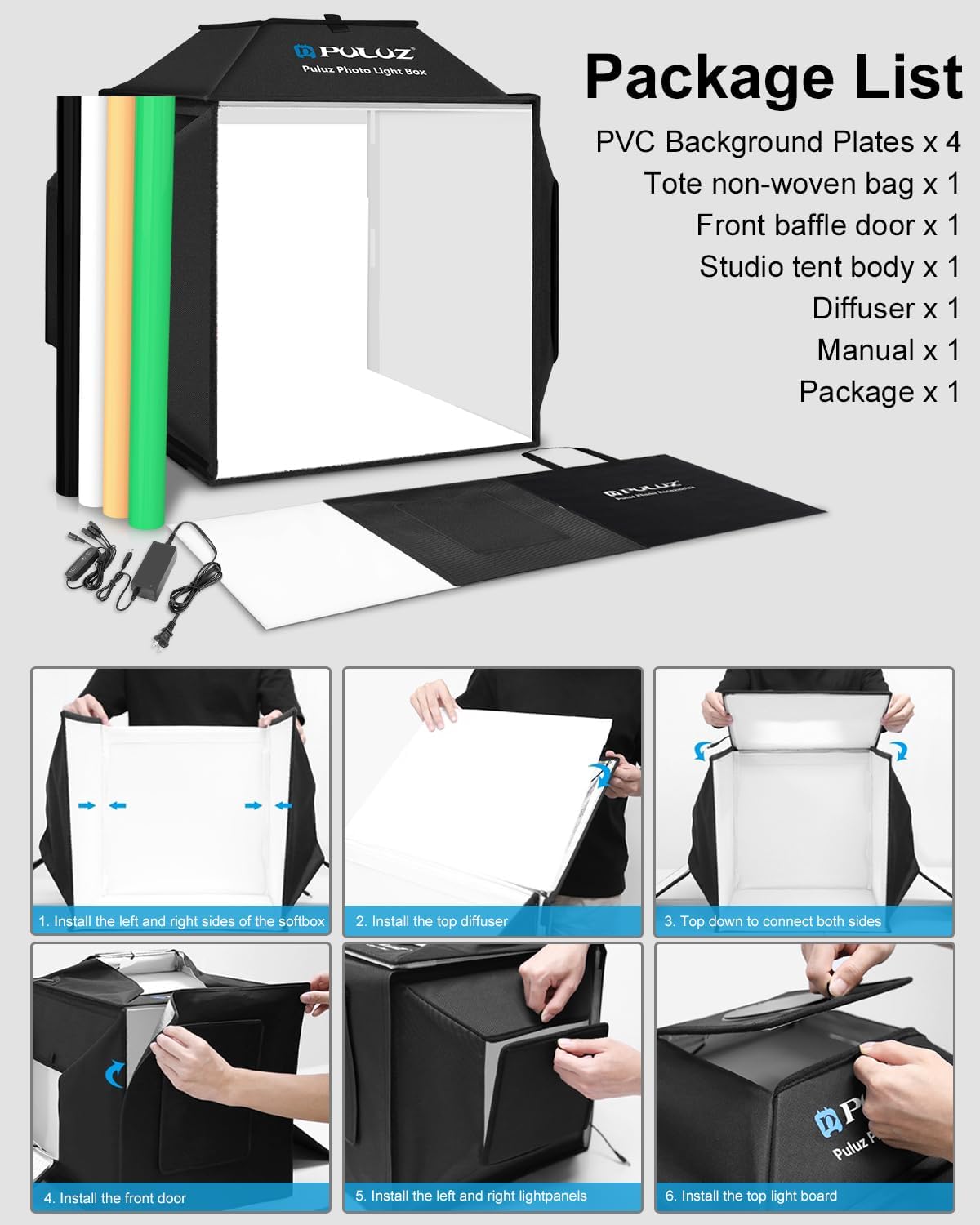 Fototent – Lichttent – Lichtbox – Fotobox – Opnametent – Dimbare Verlichting – 40 Cm Met 4 Achtergronden
