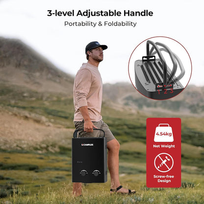 CAMPLUX AY132B 5 L/min Gas Boiler met Verstelbare Handgreep voor Buitendouche/Campers, Butaan (28-30mbar)/ Propaan (37 mbar)