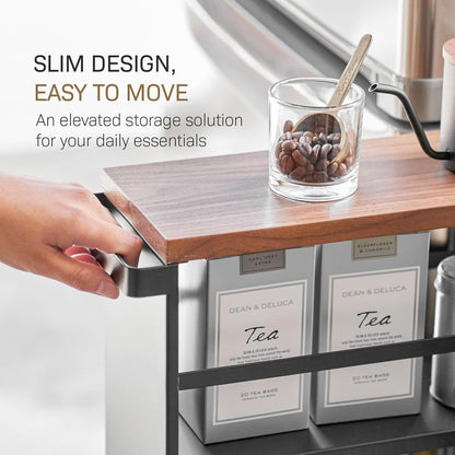 YAMAZAKI Slanke trolley met handgreep - Tower - zwart