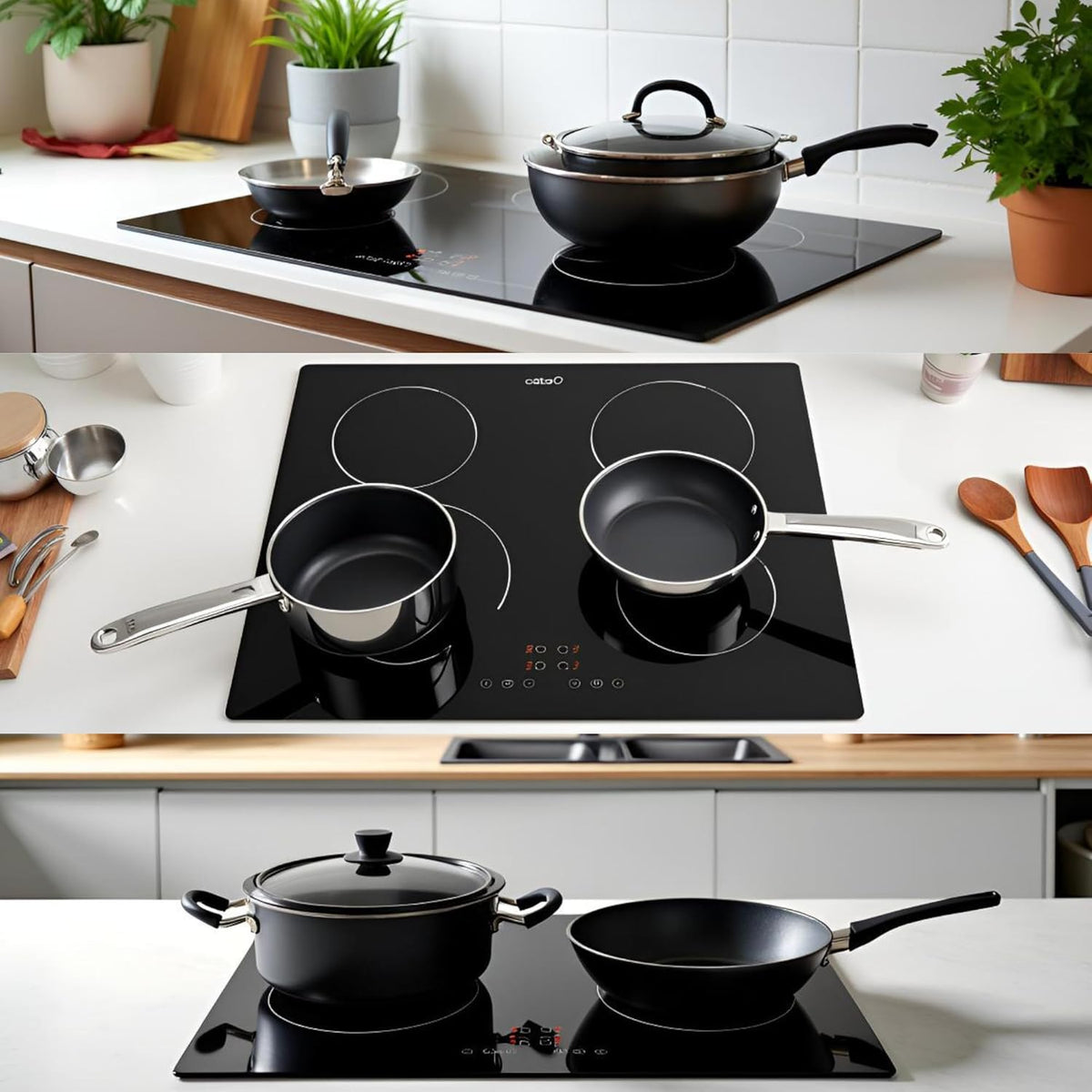 Inductiekookplaat – Elektrische Kookplaat – Kookveld – Keramische Kookplaat – Inbouw Kookplaat – 4 Kookzones 7 kW – Touchbediening Met Boosterfunctie