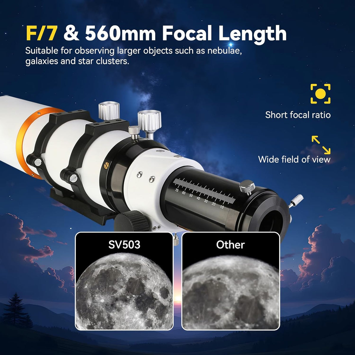 Svbony SV503 Telescope Refractor OTA, 80F7 Double ED Optical Tube Constructions Ultra Low Spread, with Dual Speed Focuser for Deep Sky Astrophotography Visual Astronomy - QUORE