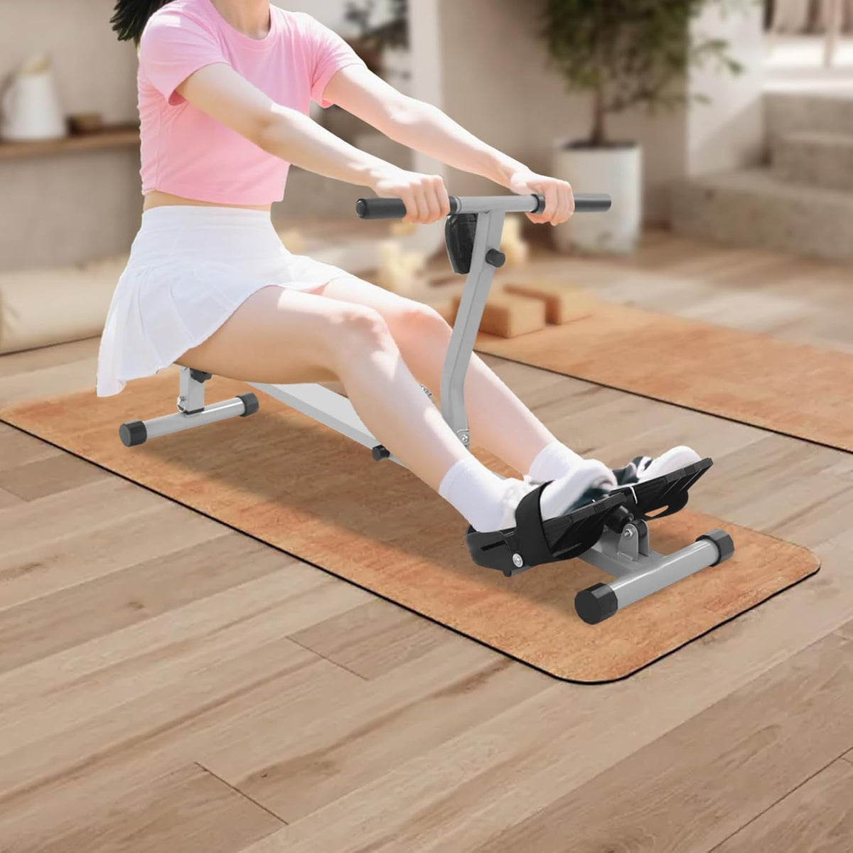 Home Rowing Machine, 12 Levels Resistance, Foldable Rowing Trainer, Ultralight Rowing Machine for Comfortable Fit, Full Body Training Stomach, Back, LED Display - QUORE