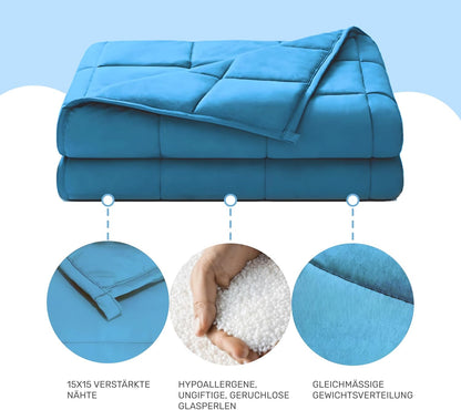 Dailydream therapiedeken | 155x200 | 11 kg | Blauw | 100% katoen | gevuld met glasparels | zware deken om onder te slapen | Weighted Blanket | therapiedeken