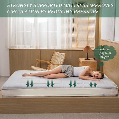 MAXYOYO Futonmatras, gewatteerd Japans vloermatras, gewatteerde matrasoplegger, extra dik, opvouwbaar, ademend, vloerligbed, logeerbed, voor campingbank, grijs, 90 x 190 cm