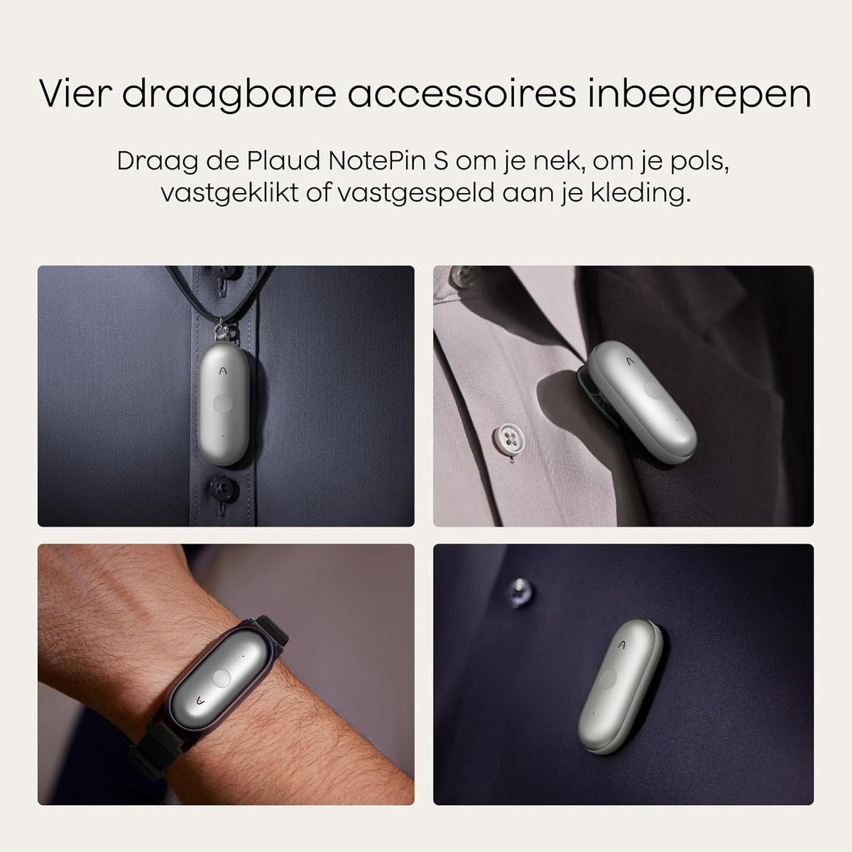 Plaud NotePin S AI spraakrecorder met een tactiele opnameknop voice recorder AI-notitieapparaat AI-transcriptie en samenvatting ondersteunt audiorecorder voor vergaderingen (Lunar zilver)