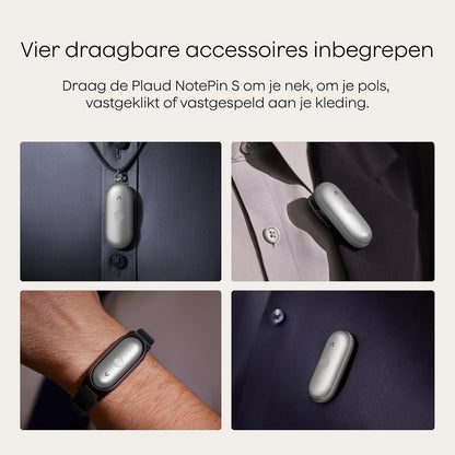 Plaud NotePin S AI spraakrecorder met een tactiele opnameknop voice recorder AI-notitieapparaat AI-transcriptie en samenvatting ondersteunt audiorecorder voor vergaderingen (Lunar zilver)
