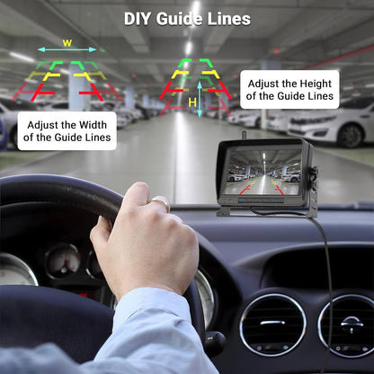 Hikity draadloze digitale achteruitrijcamera met 7 inch touchscreen met nachtzicht 1080P HD IP68 waterdichte camera voor auto/camper/vrachtwagen/SUV