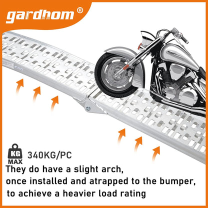 Opvouwbare laadbrug, gardhom 228x30.5cm ATV motorfietsen laadbrug met 680KG/paar laadcapaciteit, draagbare aluminium laadbruggen met rubber getipte vingers voor ATV UTV Trucks