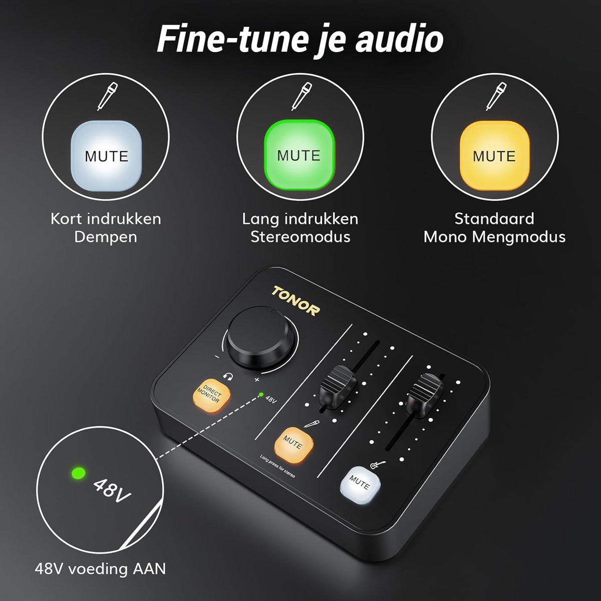 TONOR Podcast-Apparatuurpakket, Mixer met Dynamische Microfoon en Microfoonarm, XLR-Microfoon met Studio-Audio-Interface, Microfoonarm, Alles-in-één Pakket voor Opnemen, Streamen, POD-1