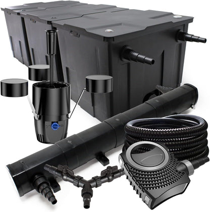 SunSun filterset voor 90.000 l UVC 72 W NEO10000 pomp 80 W slang 25 m skimmer vijverfilterset