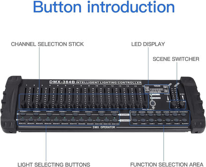 384-Kanaals DMX512-Bedieningspaneel – Lichttafel – DMX-Controller – Lichtconsole – Verlichtingscontroller – 30 Banken Met 240 Scènes – 6 Chases Met Fade-Tijd