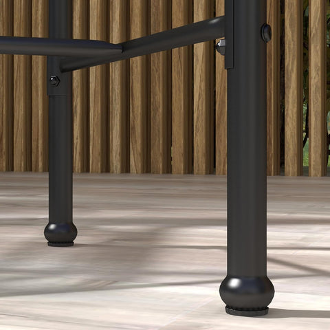 Outsunny Tuinbarset, tuinmeubelen, bistroset, 3-delig, 1 ronde hoge tafel, boho-design + 2 ronde krukken met metalen voetsteun, voor 2 personen, natuurlijk, zwart