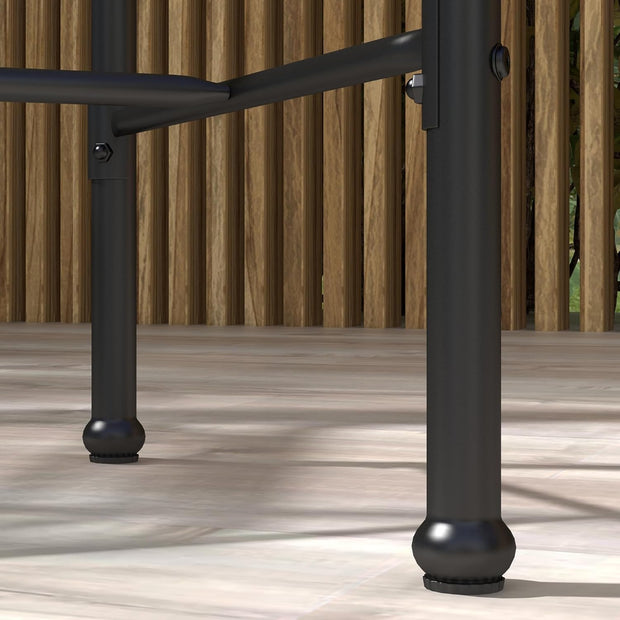 Outsunny Tuinbarset, tuinmeubelen, bistroset, 3-delig, 1 ronde hoge tafel, boho-design + 2 ronde krukken met metalen voetsteun, voor 2 personen, natuurlijk, zwart