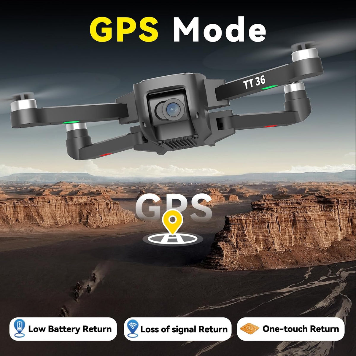 TT36 GPS Drone met Camera 4K voor Volwassenen 5G WiFi Realtime Transmissie GPS Intelligente Terugkeer RC Quadcopter Borstelloze Motoren Drones voor Beginners