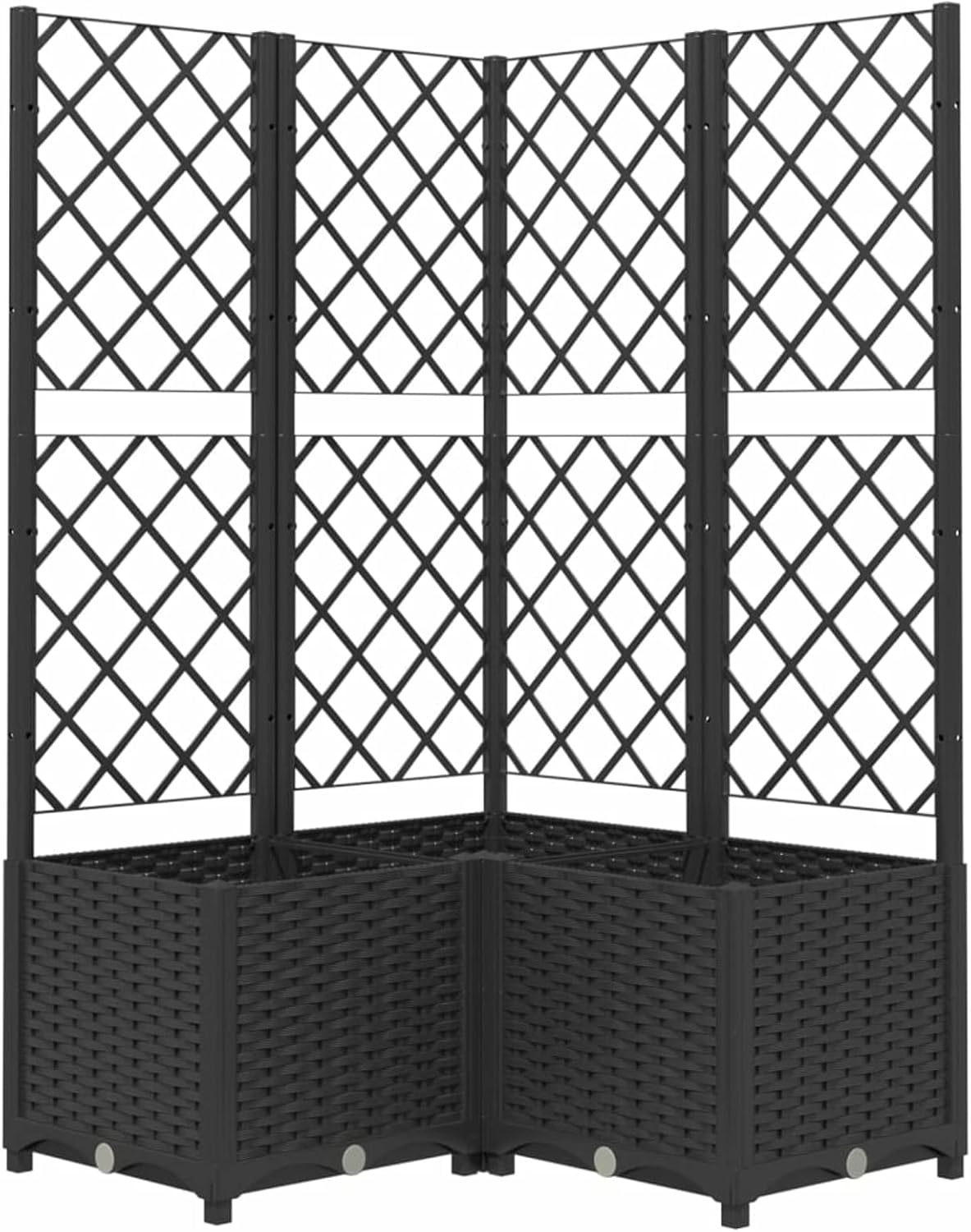 Gecheer Planter with trellis garden trellis planter climbing aid planter flower box flower box planter black 80x80x136cm polypropylene - QUORE