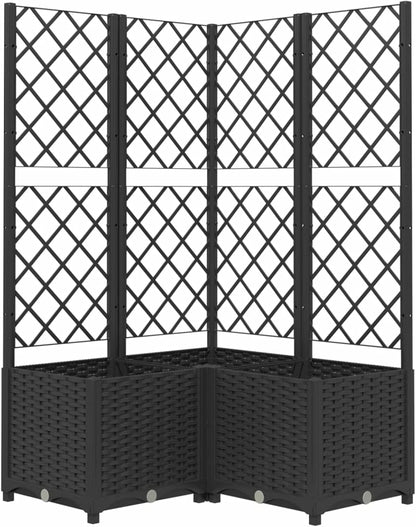 Gecheer Planter with trellis garden trellis planter climbing aid planter flower box flower box planter black 80x80x136cm polypropylene - QUORE