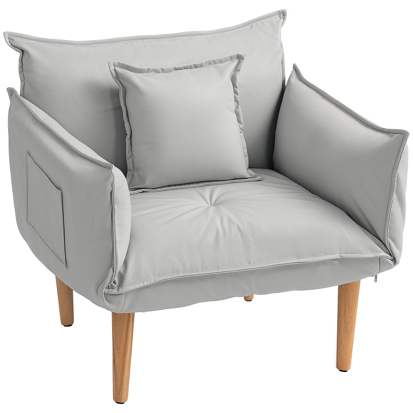 Lounge Stoel – Fauteuil – Zitzak – Relaxstoel – Vloerstoel – Verstelbaar – Zacht Kussen – Lichtgrijs