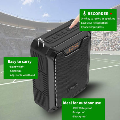 Stemversterker, SHIDU 30W Stemluidspreker Draagbare Bluetooth Luidspreker met UHF Draadloze Microfoon & Bedrade Microfoon Hoofdtelefoon IPX6 Waterdichte Oplaadbare PA-systeem voor Docenten, Tourgids