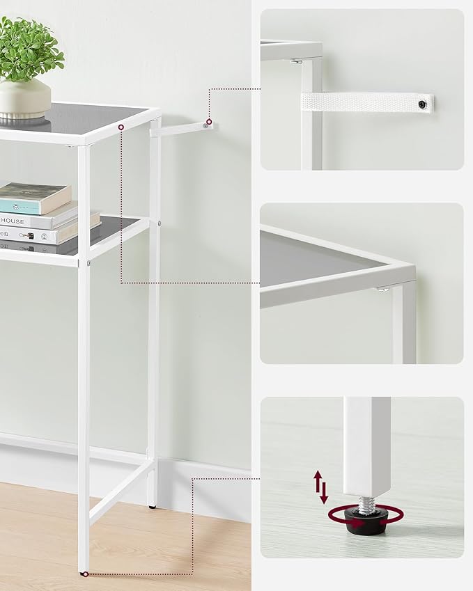 Bijzettafel - Haltafel - Woonkamer - Smalle console - Woonkamer - 100 cm x 35 cm x 80 cm - Ivoor - QUORE