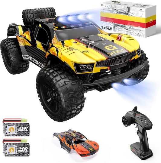 RC Auto – Radiografische Auto – RC Truck – Monstertruck – Offroad Auto – 1:10 Schaal – 48 km/u Snelheid – 4WD Vierwielaandrijving – 2 Oplaadbare Batterijen – 40 Minuten Speeltijd – LED Verlichting – Met Twee Carrosserieën - QUORE