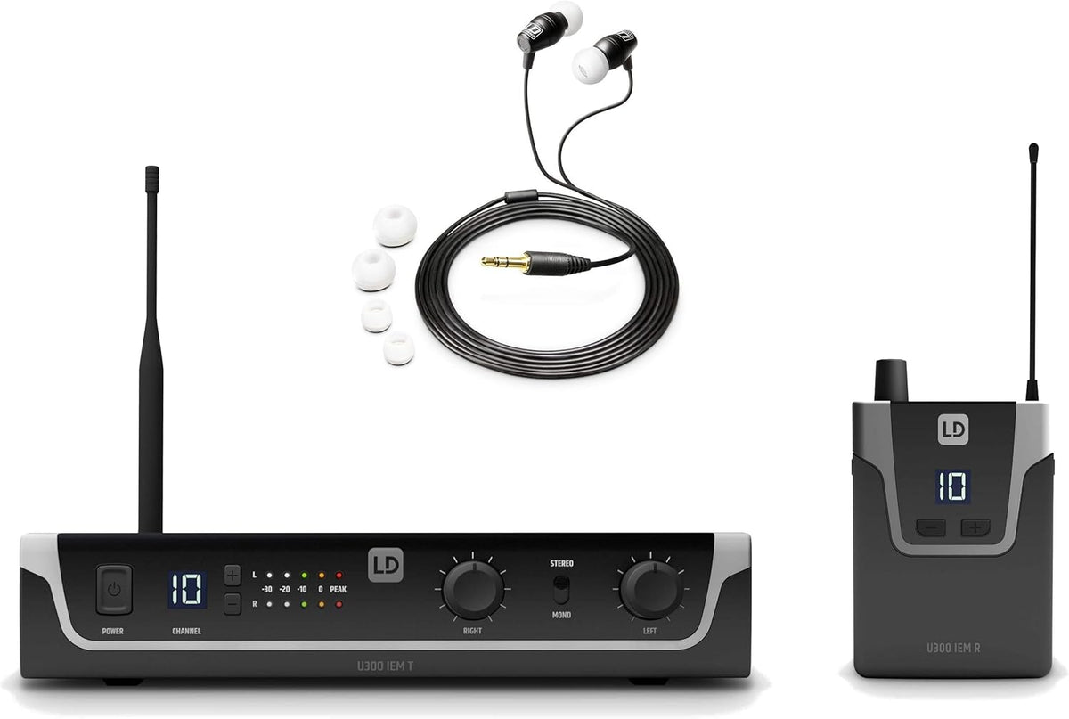 Draadloos In-Ear Monitorsysteem – In-Ear Monitor – Monitor Systeem – Bodypack Ontvanger – Oordopjes Set – 863-865 MHz + 823-832 MHz – Tot 100 Meter Bereik – 12 Selecteerbare Kanalen