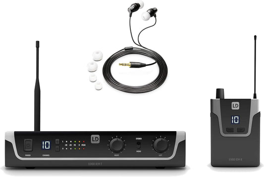 Draadloos In-Ear Monitorsysteem – In-Ear Monitor – Monitor Systeem – Bodypack Ontvanger – Oordopjes Set – 863-865 MHz + 823-832 MHz – Tot 100 Meter Bereik – 12 Selecteerbare Kanalen