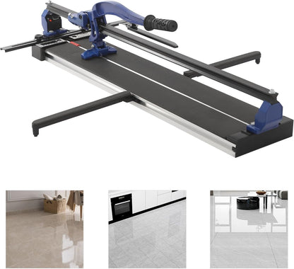 OUKANING Manual Tile Cutter with Non-Slip for Precise Cuts up to 15 mm Thickness, Ball Bearing Sliding Head for Quick Grooves and Straight Cuts, for Ceramic, Porcelain (Blue, 80 cm) - QUORE