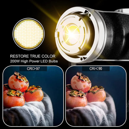 GVM 200W LED videoverlichting met softbox, Bowens 3200K-5600K LED videoverlichting, APP- en DMX-besturing LED studio continu licht voor fotografie, video, interview, YouTube, 93000Lux/0,5m