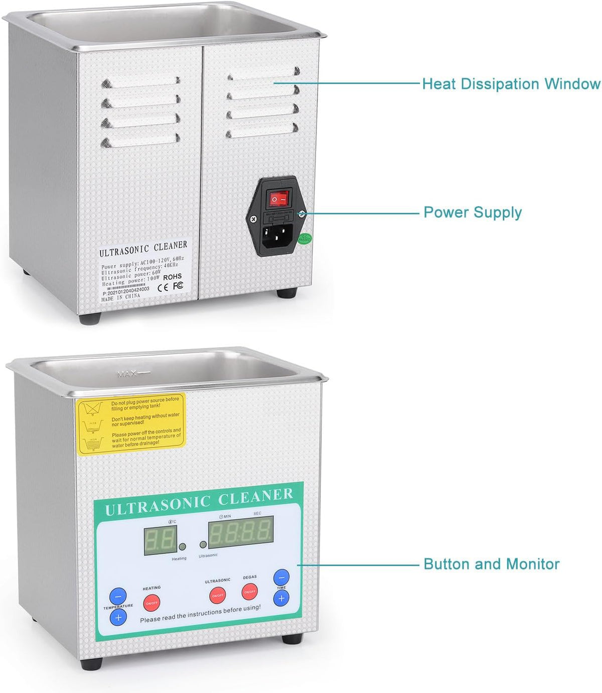Ultrasone Reiniger – Ultrasoon Reinigingsapparaat – Ultrasoon Bad – Schoonmaakbad – Laboratorium Reiniger – 2 Liter Inhoud – Digitale Timer en Instelbare Temperatuur