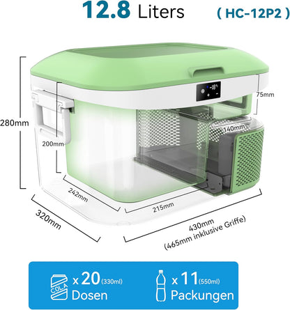 BINGI Compressor Koelbox, 12.8 Liter Draagbare Auto Koelkast, 12/24 V DC en 230 V AC, Mini-koelkast Voor Auto, Vrachtwagen, Camping, Camper en Thuis