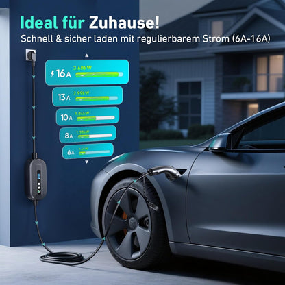 Type 2 Laadkabel – Oplaadkabel Elektrische Auto – EV Laadsnoer – EV Charger Kabel – Schuko Laadkabel – Instelbaar Laadvermogen 3,68 kW – Digitaal Display Met Timer