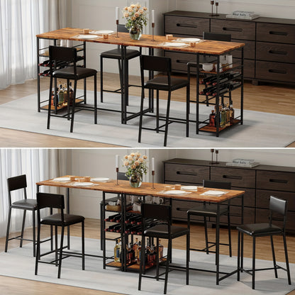 Space-Saving Small Dining Table Set with 2 Upholstered Chairs - Vintage Brown Bistro Table & Chairs for Apartment, Kitchen, or Home - Compact Meal Set with Seating, Easy Assembly Required