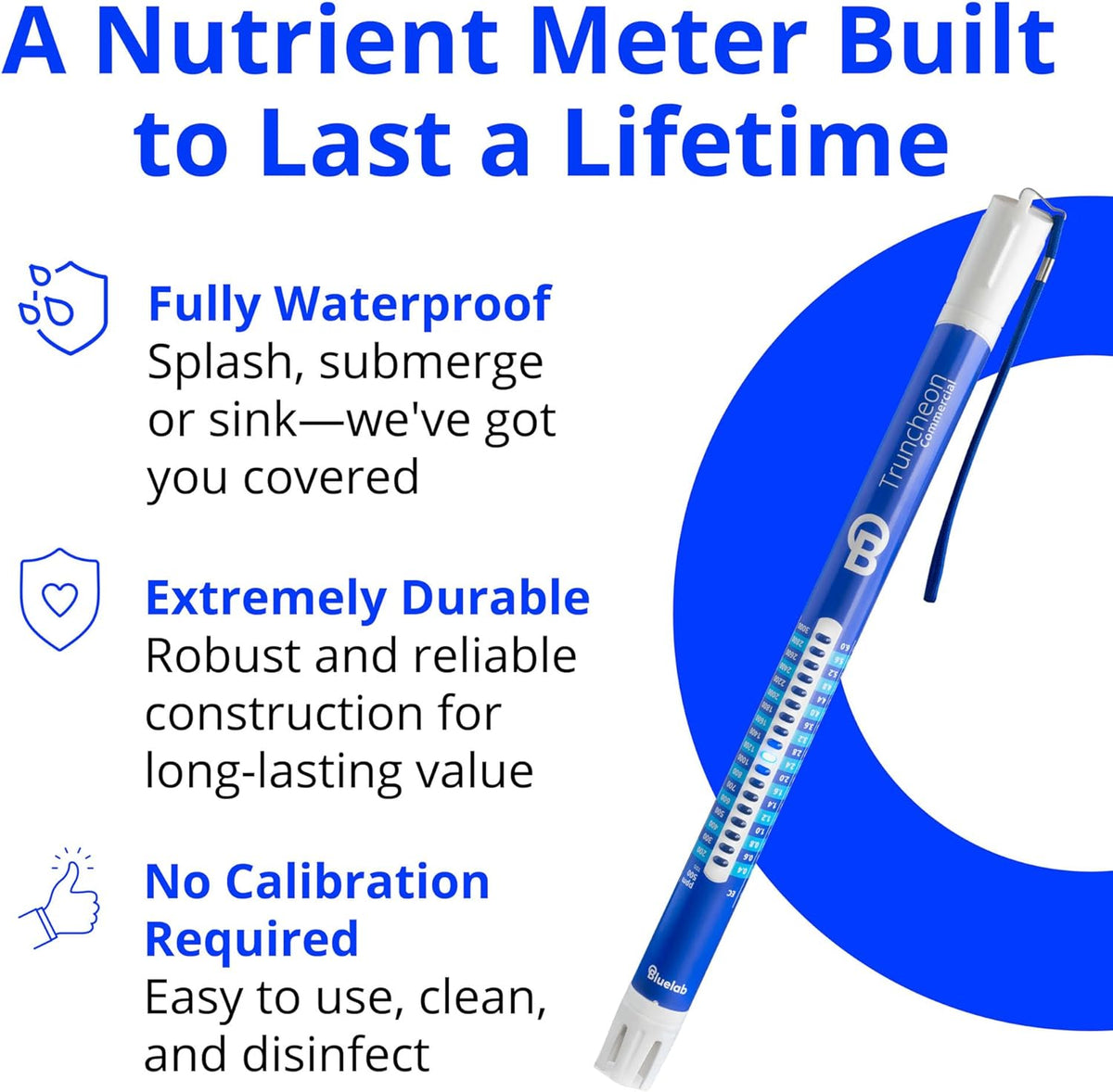 Bluelab TRUNCOMV2 Commercial Truncheon Nutrient Meter, Conductivity Measure in Solution, Increased Measurement Range