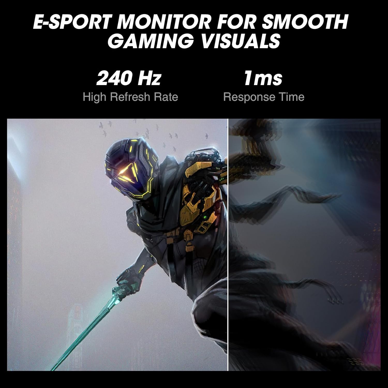 KOORUI 27 inch Gaming Monitor, PC Screen 240Hz, FHD, 1ms, Adaptive Sync (1920 x 1080p, DCI-P3 90%, SRGB 100%, HDMI, DisplayPort, VESA 75x75) - QUORE