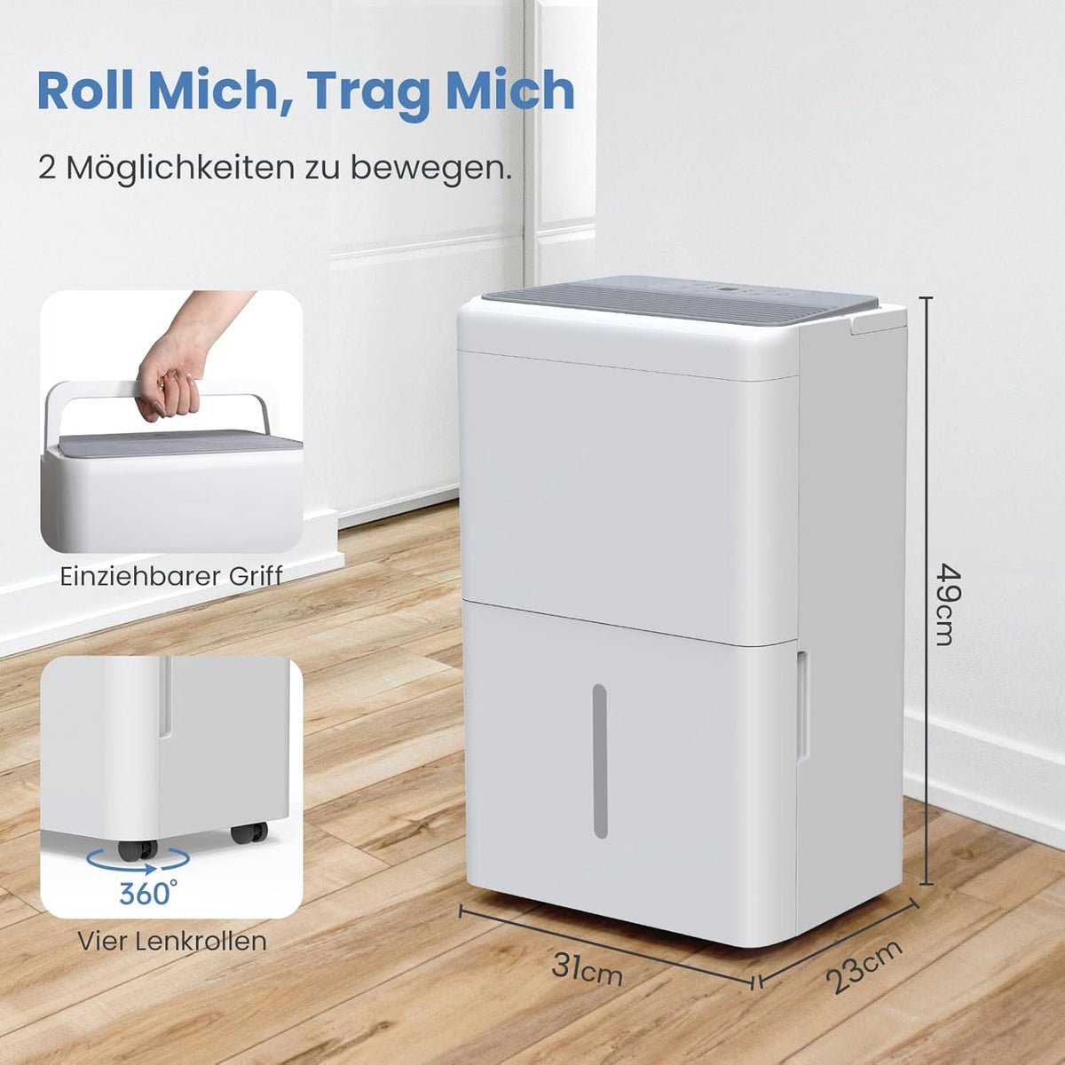 Newentor 20 l luchtontvochtiger, elektrische kelder, 39 dB, ontvochtiger, elektrische kelder met afvoerslang 1,5 m, kamerontvochtiger, elektrisch 50 m2/150 m3, 10 J. gaar., filter, timer